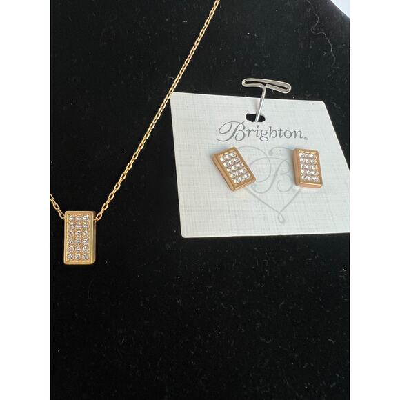 NWT Brighton Meridian Zenith Gold Swarovski Stones Necklace and Post Earrings - Picture 2 of 7